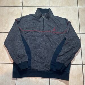 Nike Jordan Elephant Print Gray 1/4 Zip Pullover Sweatshirt Mens Size XXL